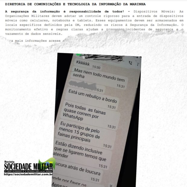 Fala de militar à Revista Sociedade Militar sobre proibição de celulares a bordo