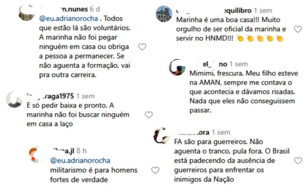 Comentários sobre denúncia envolvendo alunos do colégio naval