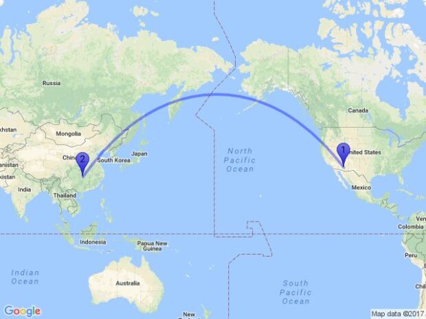 11 mil quilômetros separam China e EUA.