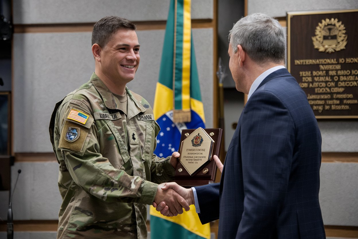 Oficial do Exército Brasileiro se destaca em curso nos estados unidos e recebe prêmio de honra internacional, reforçando prestígio do brasil no cenário Militar global