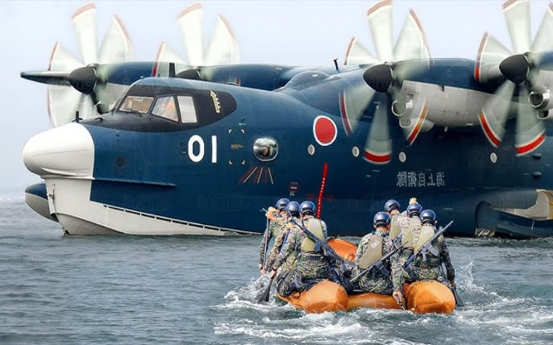 Conheça a gigante aeronave anfíbia que domina os céus do Japão, equipada com tecnologia de última geração, capaz de enfrentar mares agitados e salvar vidas em operações extremas