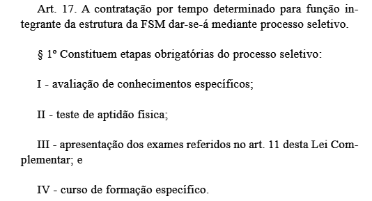 Projeto de seleção para a força de segurança pública do Rio de Janeiro