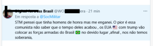 Esperança em uma reação dos EUA contra autoridades brasileiras
