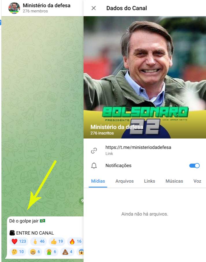 Link do Ministério da Defesa sobre urnas eletrônicas aponta para grupo bolsonarista no Telegram