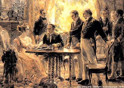 Sessão do Conselho em que a princesa assinou a Lei Áurea.
