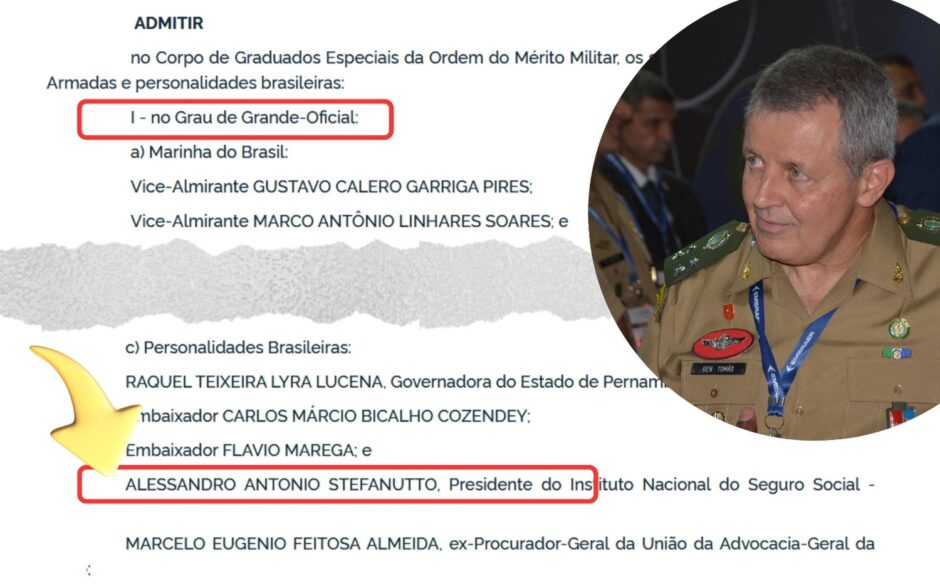 Ex-presidente do INSS se tornou Grande Oficial da Ordem do Mérito Militar por sair em defesa dos militares: “não acho que deva ser feito… os militares fazem um trabalho diferente””