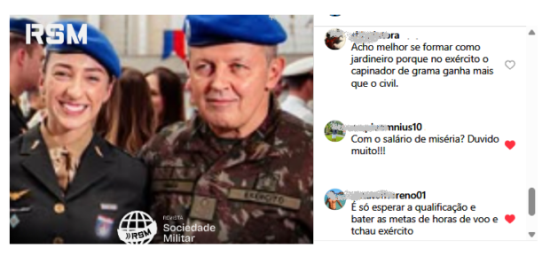 General Tomas e piloto recem formada com reclamações sobre salário vindas da tropa