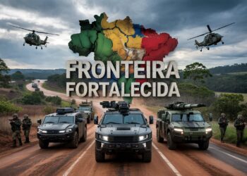 O Exército envia mais de 200 blindados para a fronteira com Paraguai, reforçando o controle estratégico e a presença militar no Oeste. (Imagem: Ilustração/Ideogram)