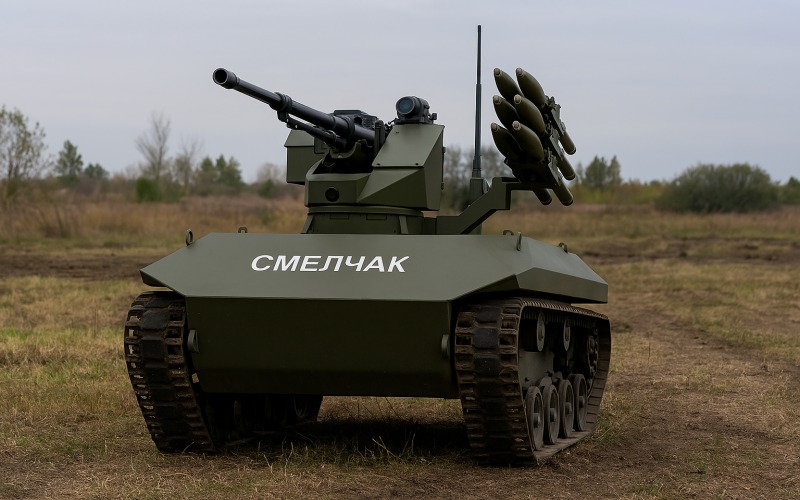 Forças Armadas da Rússia surpreendem o mundo com guerra high-tech! Robô de combate letal com metralhadora pesada e lança-foguetes avança em missões perigosas, causando pânico nos adversários