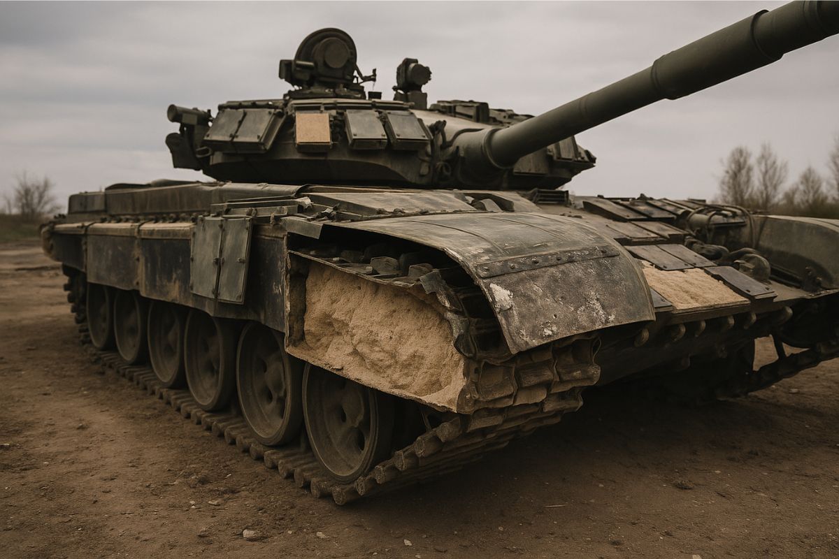 Rússia surpreende o mundo ao admitir que tanques T-72 e T-90 estão sendo reforçados com areia e cimento devido à falta de blindagem explosiva
