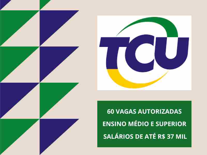 Concurso TCU 2025: 60 vagas autorizadas para ensino médio e superior, com salários de até R$ 37 mil