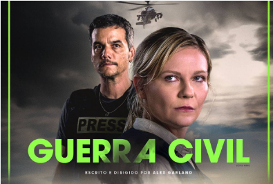 Imagem de cartaz do filme Guerra Civil - Produção de 2024 com Wagner Moura