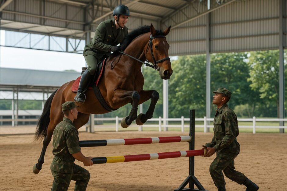Prática do Exército de utilizar soldados como pilastra humana é proibida por regulamento oficial da Confederação Brasileira de Hipismo